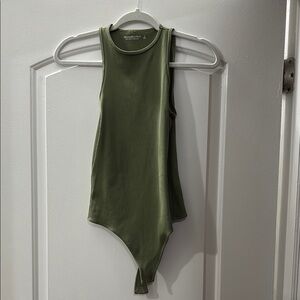 Green Ribbed Bodysuit